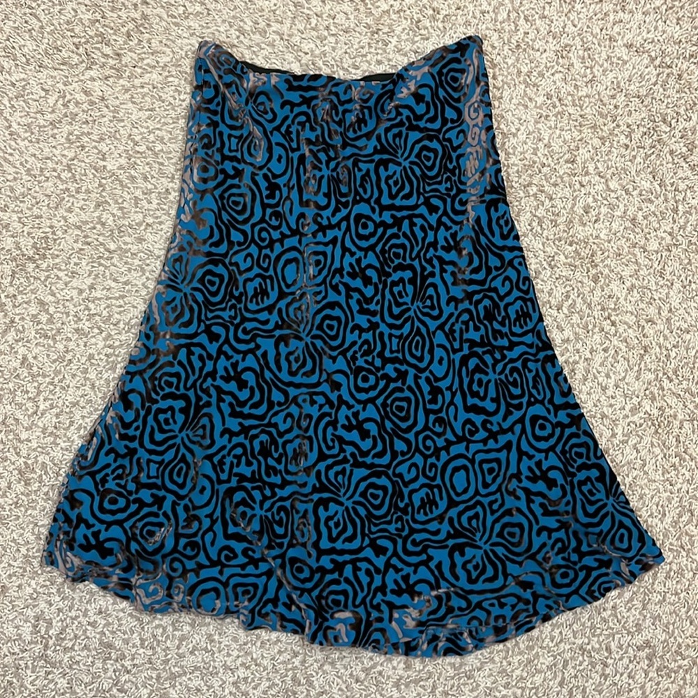 Sigrid Olsen Blue and Black Patterned Midi Skirt